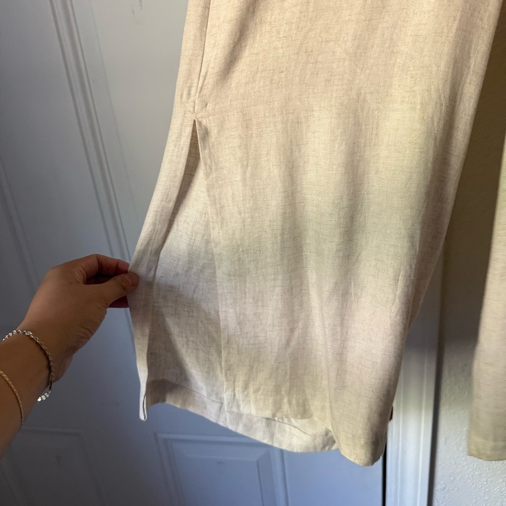 NWT SITE-SEE cream ivory‎ lyocell line wide leg pull on elastic cropped pants - Picture 2 of 7
